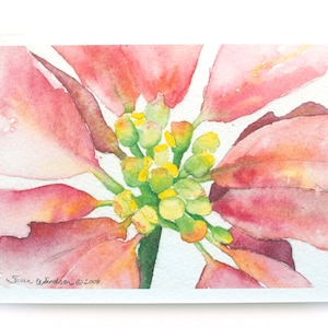 Watercolor Christmas Card Set Poinsettia Floral Painting