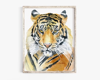 Tiger Watercolor Large Poster Giclee Print UNFRAMED