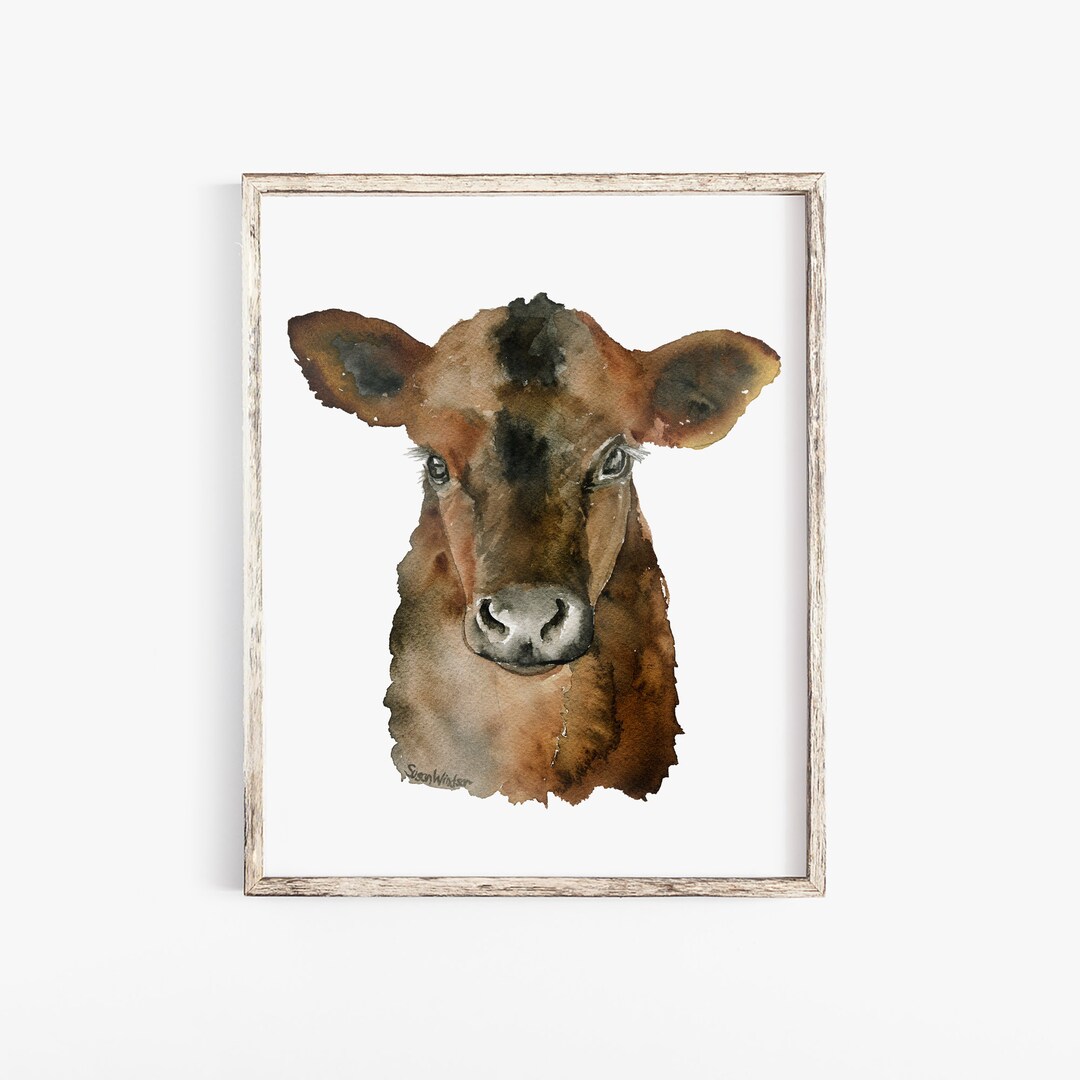 水彩壁絵 Watercolor *The Tender Calf Calf* il_1080xN.2819014363_k0ij.jpg