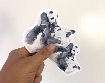 Panda Bears Watercolor Vinyl Sticker - For Water Bottles Laptops