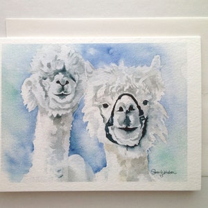 Alpaca Watercolor Painting Greeting Card Blank 5x7 image 3