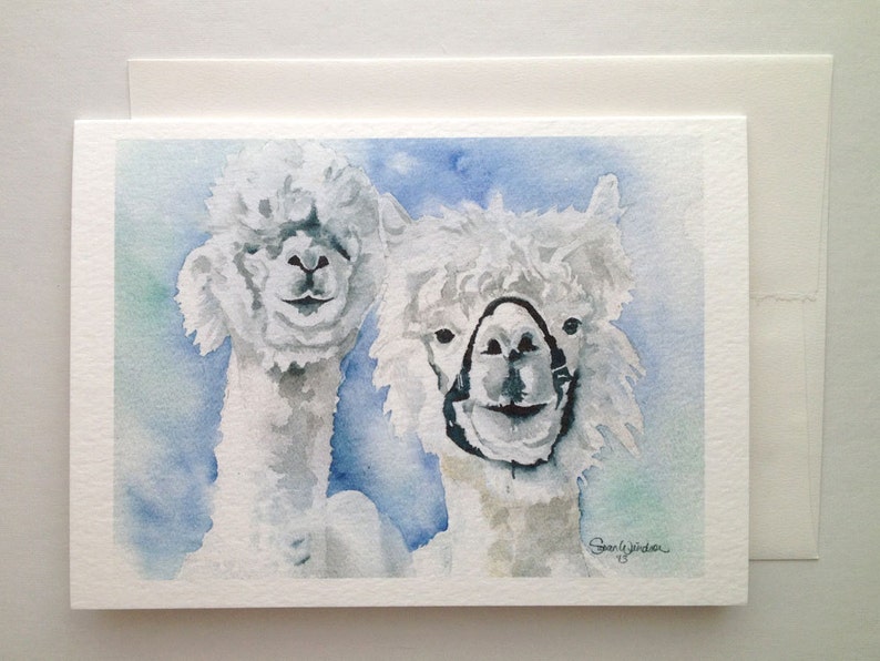 Alpaca Watercolor Painting Greeting Card Blank 5x7 image 3