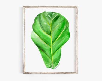 Fiddle Leaf Fig Watercolor Painting 8x10 / 8.5x11 Giclee Reproduction UNFRAMED