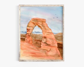 Arches National Park Watercolor Fine Art Print Poster UNFRAMED