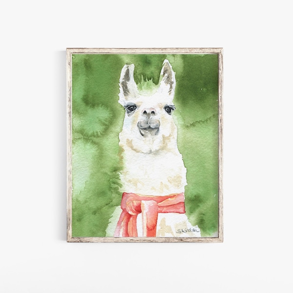 Llama Watercolor Painting Fine Art Print 5 x 7 UNFRAMED