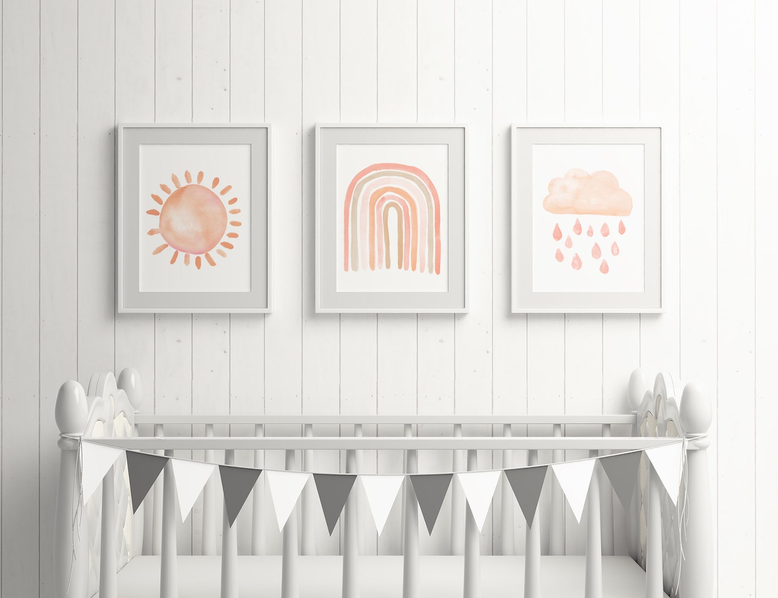 Neutral Rainbow Watercolor Art Print Set of 3 - Kids Wall Decor ...