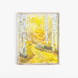 Aspen Trees Watercolor Fine Art Large Poster Print