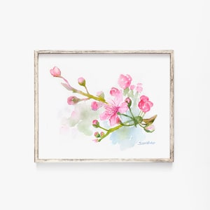 Cherry Blossoms Watercolor Painting Giclee Print - Floral Painting - Flower Art - Reproduction UNFRAMED