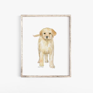Yellow Labrador Puppy Watercolor Painting Giclee Print Preproduction Dog Lover Fine Art UNFRAMED