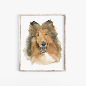 Collie Watercolor Painting Giclee Print Preproduction Reveille Portrait A&M UNFRAMED afbeelding 1