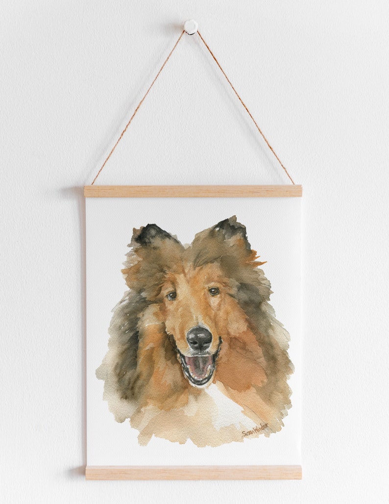 Collie Watercolor Painting Giclee Print Preproduction Reveille Portrait A&M UNFRAMED afbeelding 5