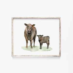Angus Cattle Watercolor Painting Cow Fine Art Giclee Reproduction Nursery Art UNFRAMED