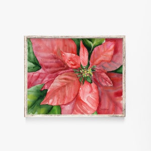 Poinsettia 2 Watercolor Fine Art Poster Print UNFRAMED