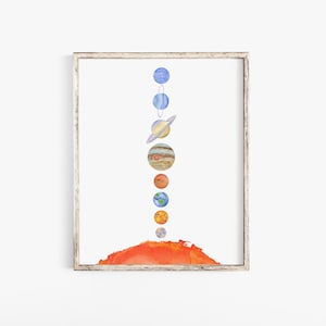 Solar System Watercolor Art Print - Large Poster Print UNFRAMED