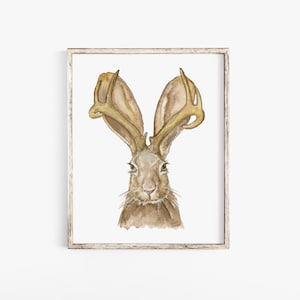 Jackalope Watercolor Painting Giclee Print Reproduction Woodland Animal Art Print Unframed