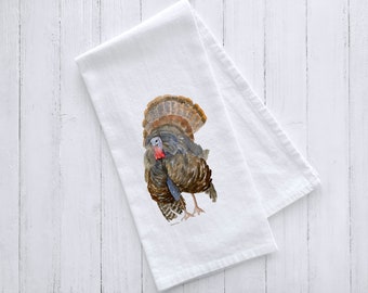 Turkey Watercolor Flour Sack Tea Towel