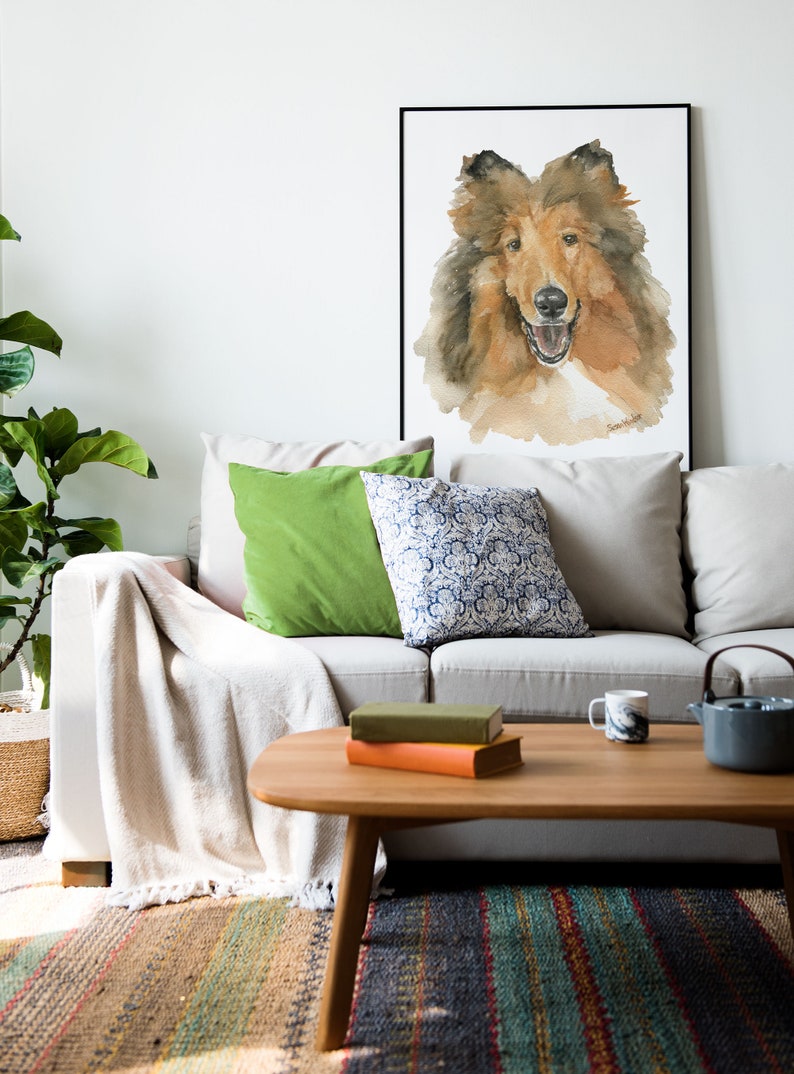 Collie Watercolor Painting Giclee Print Preproduction Reveille Portrait A&M UNFRAMED afbeelding 7