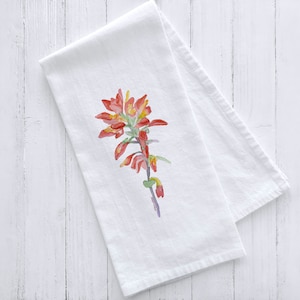 Indian Paintbrush Floral Watercolor Flour Sack Tea Towel