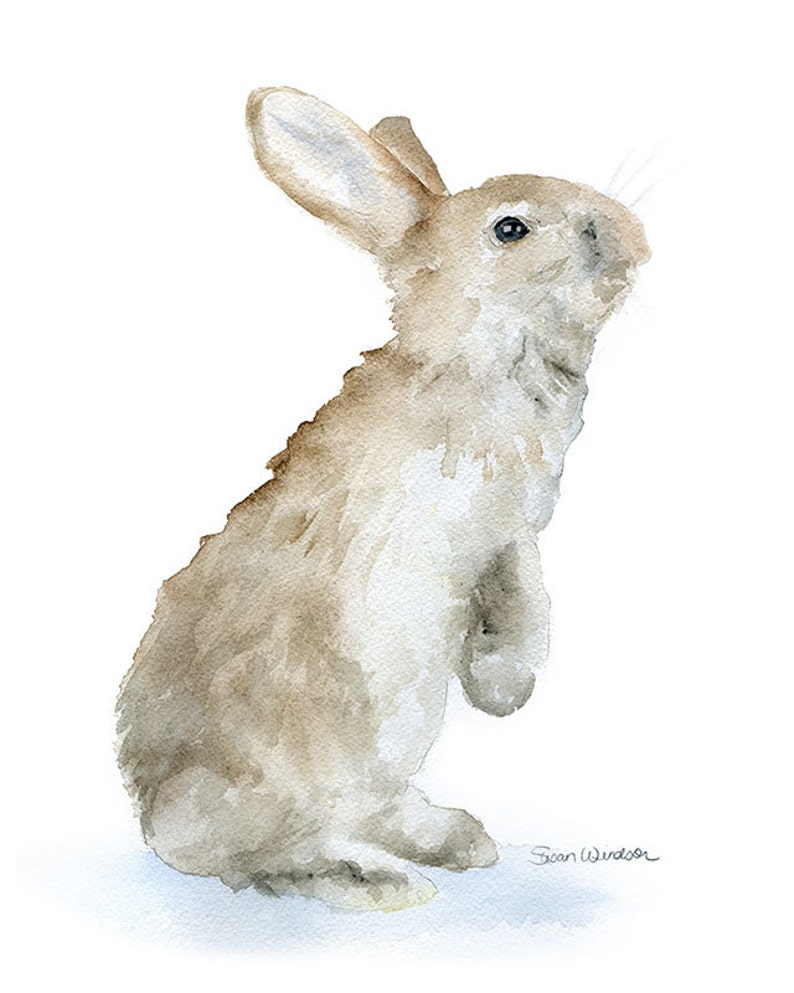 Bunny Rabbit Watercolor Painting Giclee Print Reproduction Woodland Animal Nursery Art Print Unframed image 2
