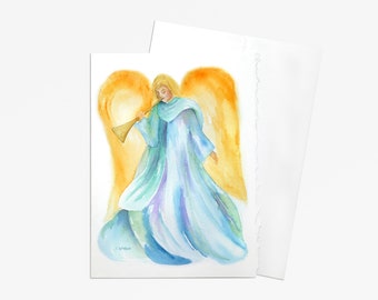 Angel Watercolor Christmas Card - Set of 10 - 5 x 7