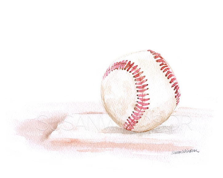Baseball Watercolor Painting Fine Art Print Large Poster | Etsy