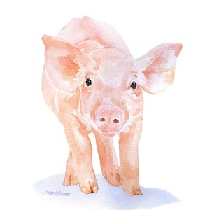Pig Watercolor Painting Giclee Print Fine Art Piglet Nursery Art Farm Animal Art UNFRAMED image 2
