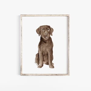 Chocolate Lab Puppy Watercolor Painting Giclee Print Preproduction Dog Lover Fine Art UNFRAMED