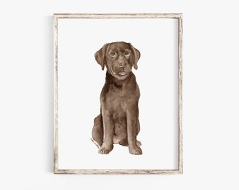 Chocolate Lab Puppy Watercolor Painting Giclee Print Preproduction Dog Lover Fine Art UNFRAMED