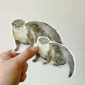 River Otter Watercolor Vinyl Sticker - For Water Bottles Laptops