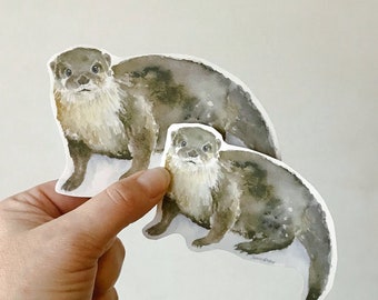 River Otter Watercolor Vinyl Sticker - For Water Bottles Laptops