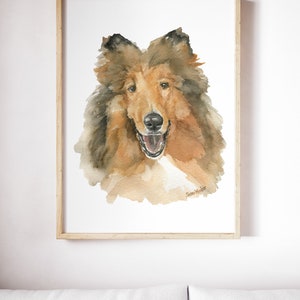 Collie Watercolor Painting Giclee Print Preproduction Reveille Portrait A&M UNFRAMED afbeelding 6