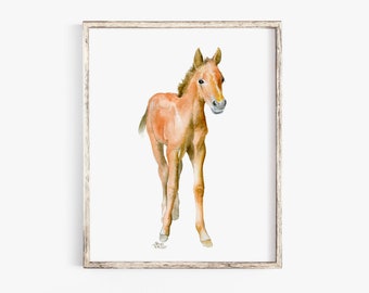 Horse Watercolor Painting Print - Giclee Print Nursery Art - Pony Colt Foal Art UNFRAMED