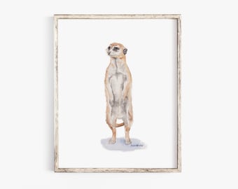 Meerkat Watercolor Painting Giclee Fine Art Print UNFRAMED