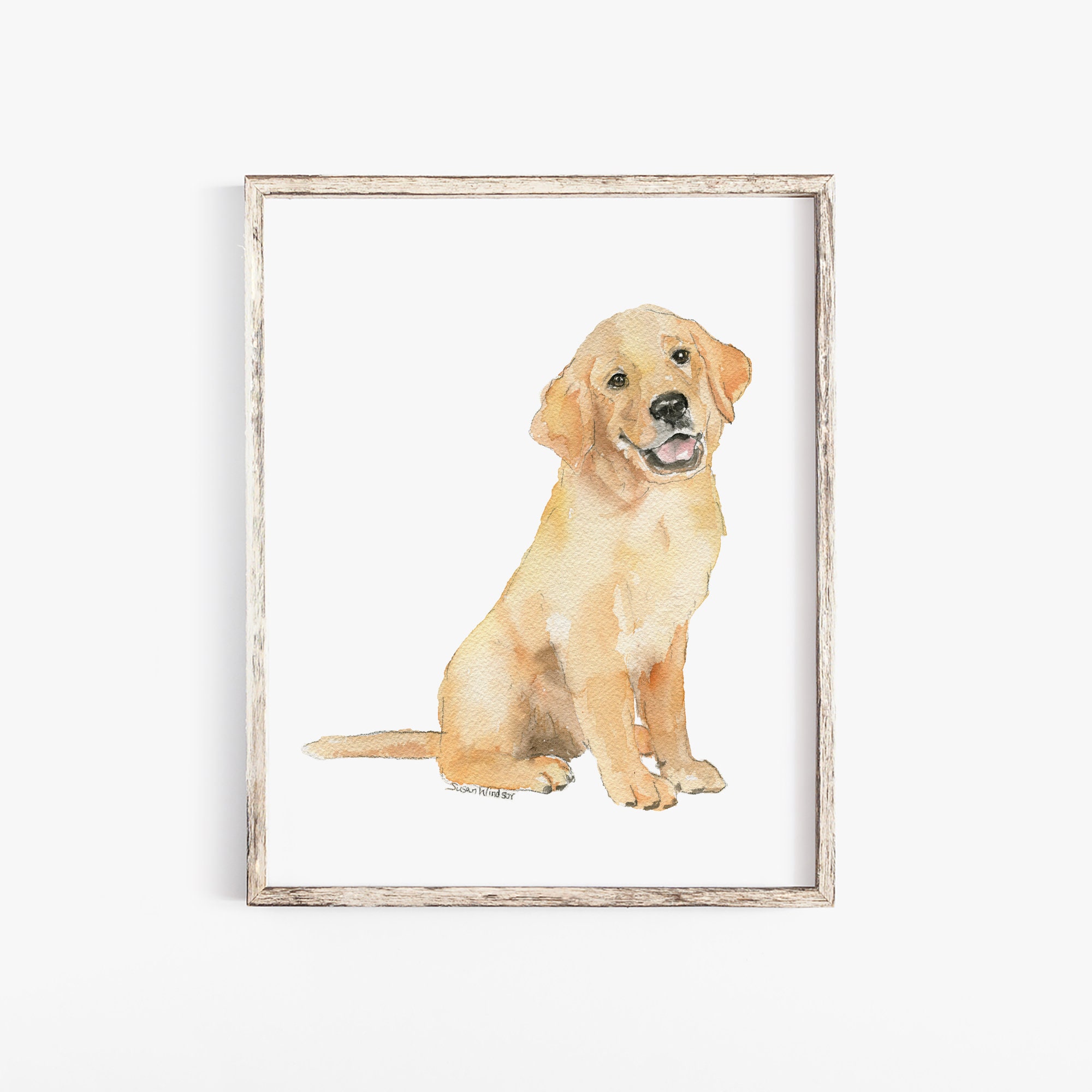 Golden Retriever Puppy Dog Watercolor Painting Giclee Fine Art 