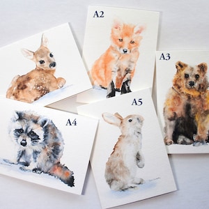 Watercolor Animal Cards Mix and Match Set of 8 image 1