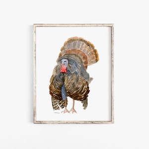 Reproducción giclée de acuarela de pavo salvaje, decoración de habitación infantil con temática de bosque (sin marco)