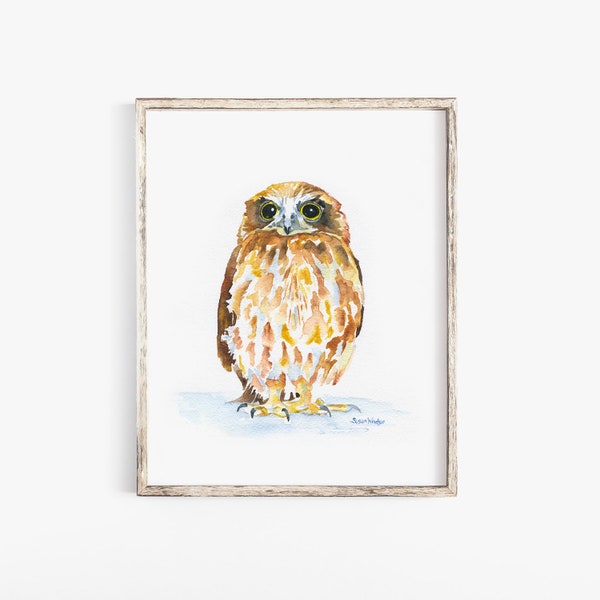 Owl Watercolor Painting Giclee Print  Woodland Animal Owl Painting - Nursery Art Print Unframed