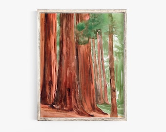 Sequoia National Park Watercolor Fine Art Print - Unframed UNFRAMED