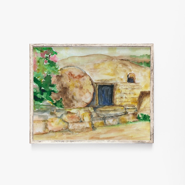 Empty Tomb Watercolor Painting - Giclee Print - Easter Print Fine Art UNFRAMED