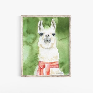 Llama Watercolor Painting Fine Art Print 8 x 10 / 8.5 x 11 UNFRAMED