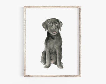 Black Lab Puppy Watercolor Painting Giclee Print Preproduction Dog Lover Fine Art UNFRAMED