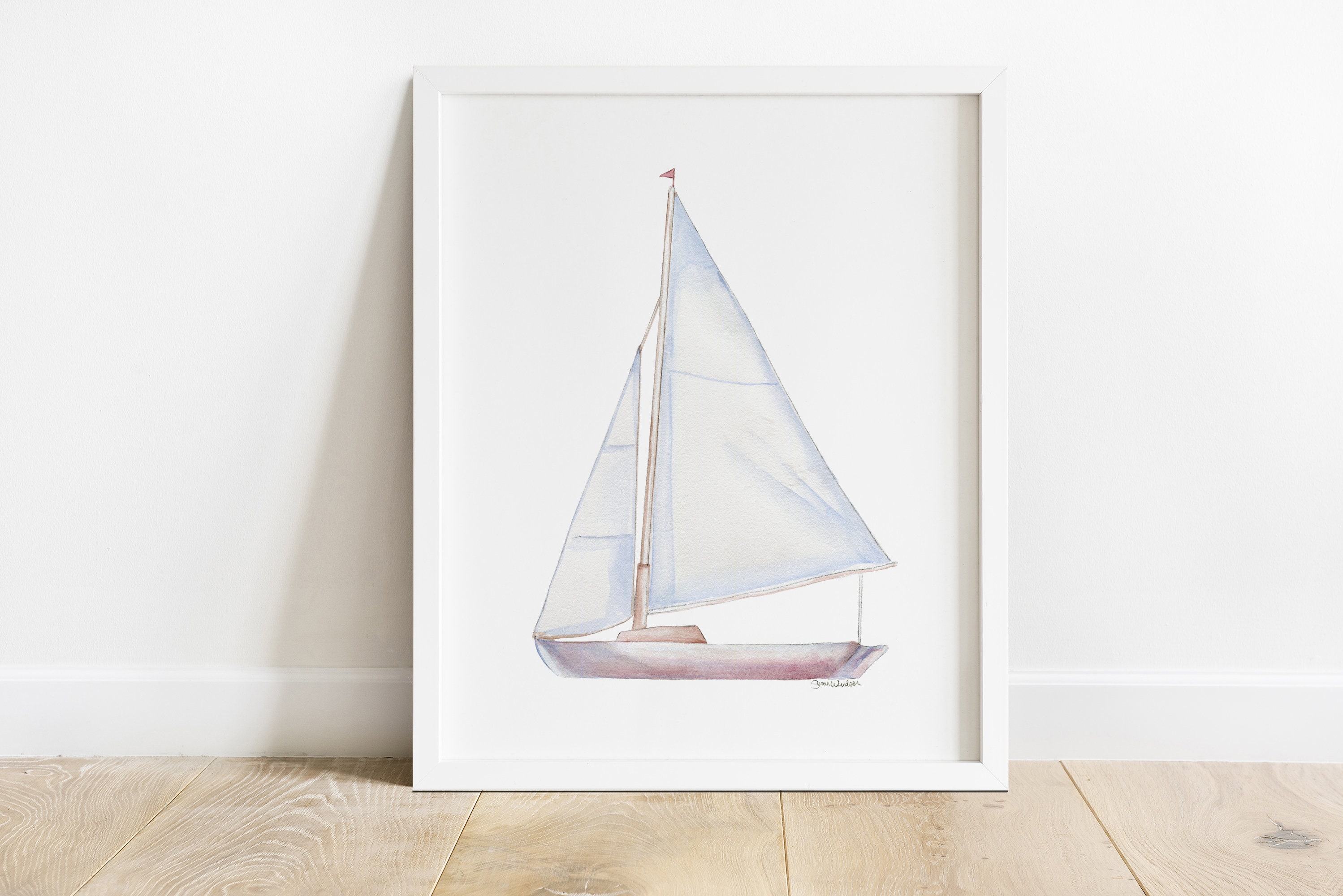 帆船 2 水彩画 大型ポスター アートプリント - Etsy 日本