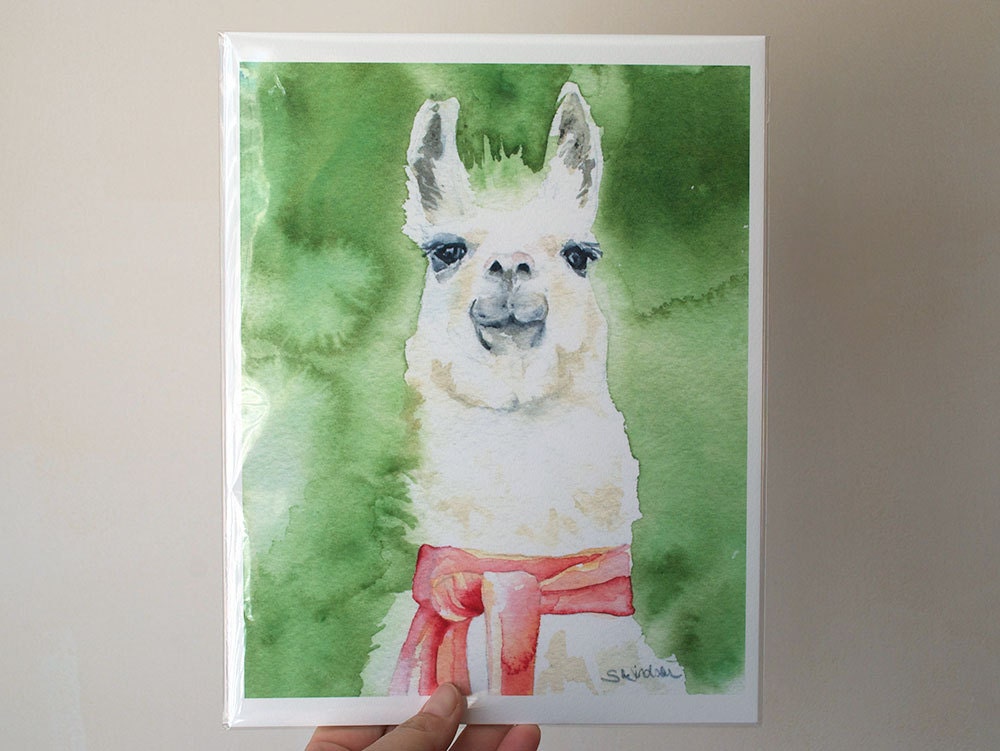 Llama Watercolor Painting Fine Art Print 8 X 10 / 8.5 X 11 UNFRAMED ...