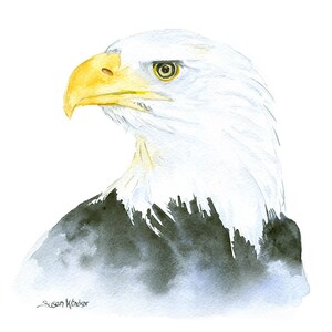 Eagle Watercolor Painting 8 x 10 Giclee Print Reproduction Bald Eagle 8.5x11 UNFRAMED image 2