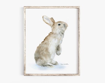 Bunny Rabbit Watercolor Painting Giclee Print Reproduction Woodland Animal Nursery Art Print Unframed