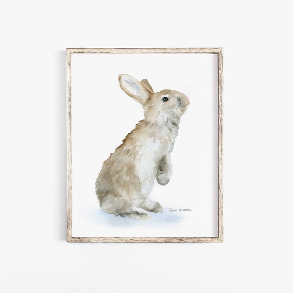 Bunny Rabbit Watercolor Painting Giclee Print Reproduction Woodland Animal Nursery Art Print Unframed