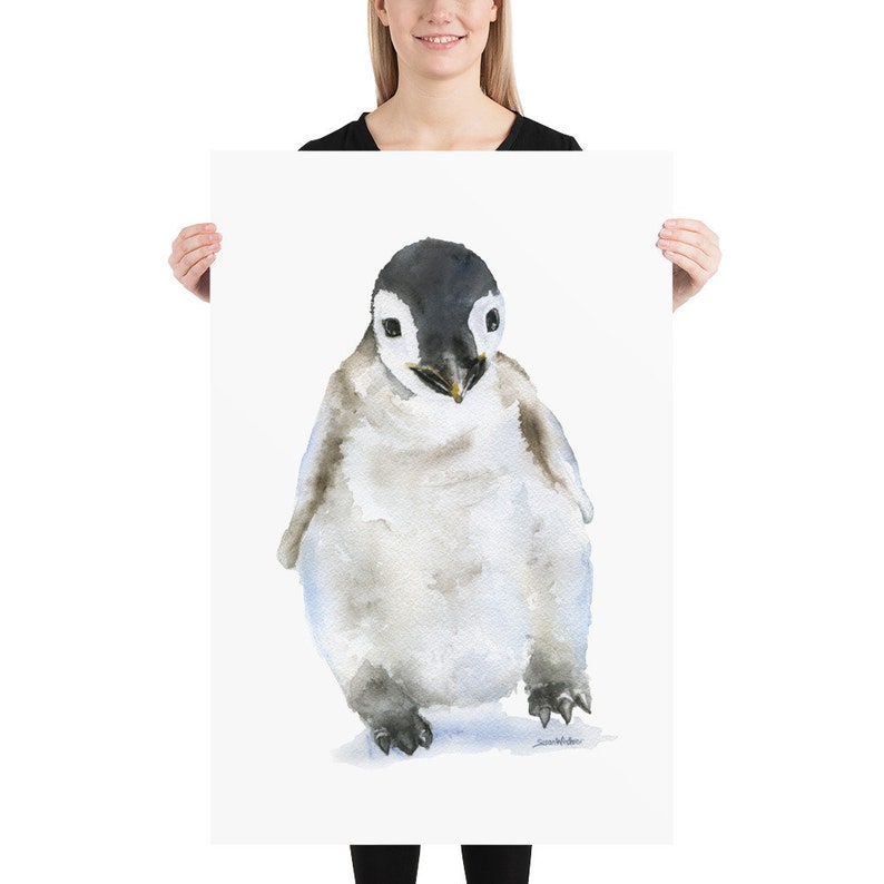 Penguin Watercolor Large Poster Art Print - Etsy