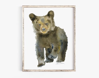 Black Bear Cub Watercolor Painting Giclee Print Fine Art Print Reproduction Woodland Animals Unframed