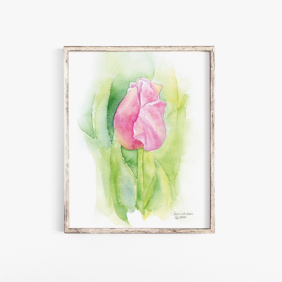 Pink Tulip Watercolor Painting Giclee Print 8 X 10 (8.5 X 11) Floral ...