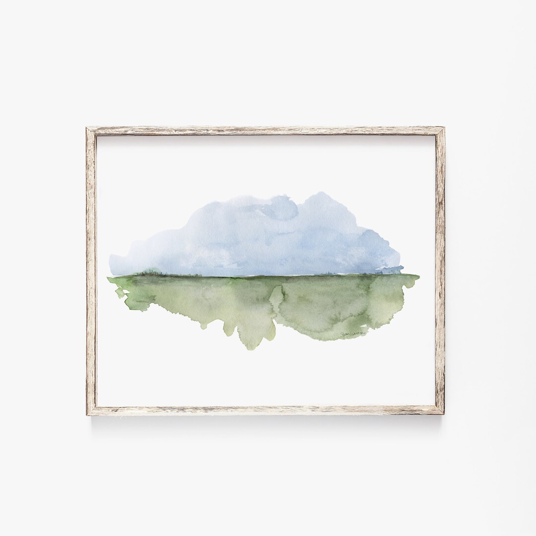 Minimalist Landscape Watercolor Painting Giclee Art Print Etsy
